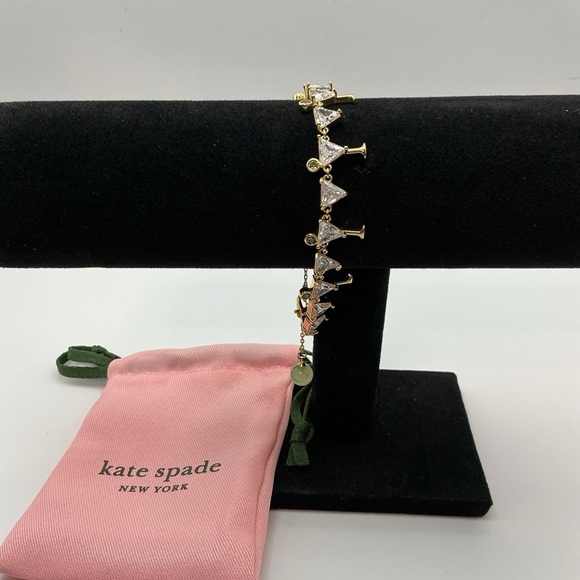 Kate Spade “Shaken or Stirred” Martini Glass Tennis Bracelet Gold Tone - Picture 3 of 8